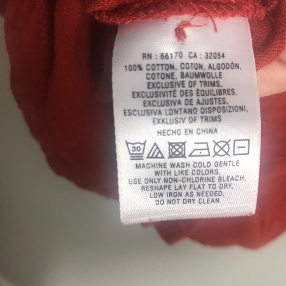 Meadow Rue Anthropologie Cotton Embroidered Top-Rust Orange-Size Small - Picture 6 of 6